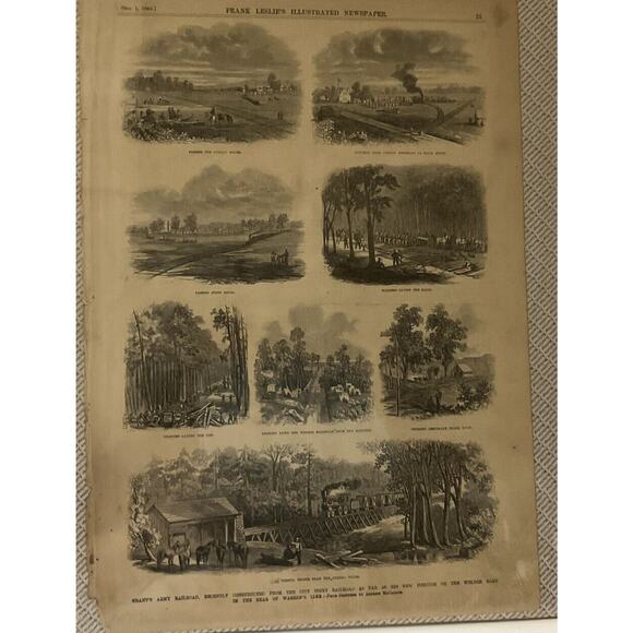 Antique Military Civil War 1864 Frank Leslie's Grant’s Railroad Newspaper 1800s - Picture 1 of 11